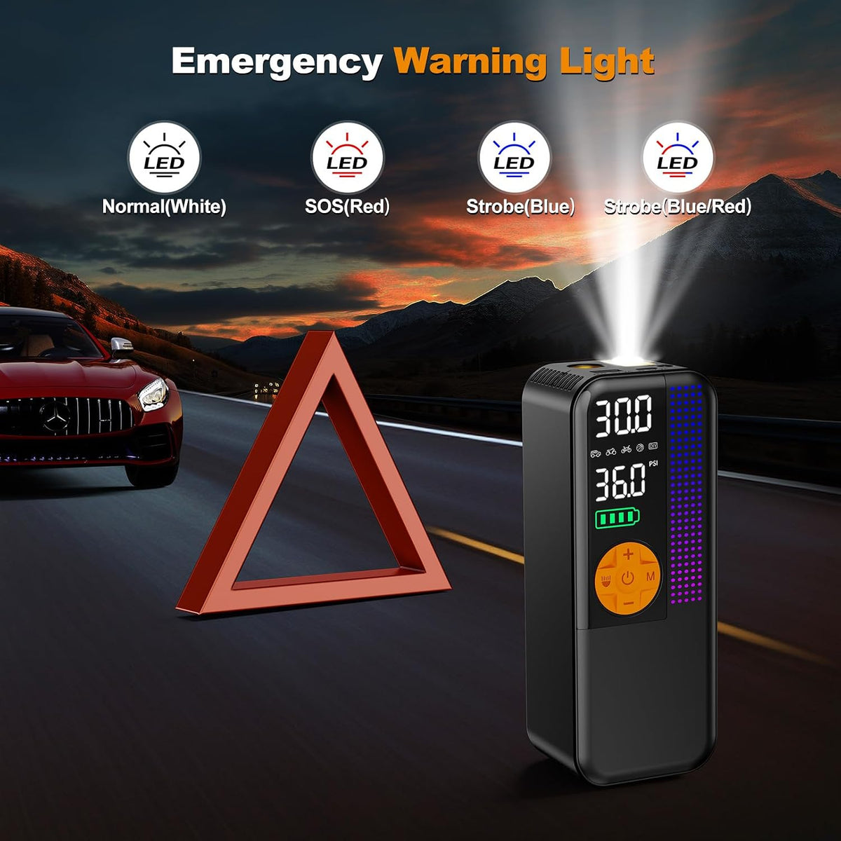 WEOLULI Jump Starter with Air Compressor，2000A Portable Car Battery Booster