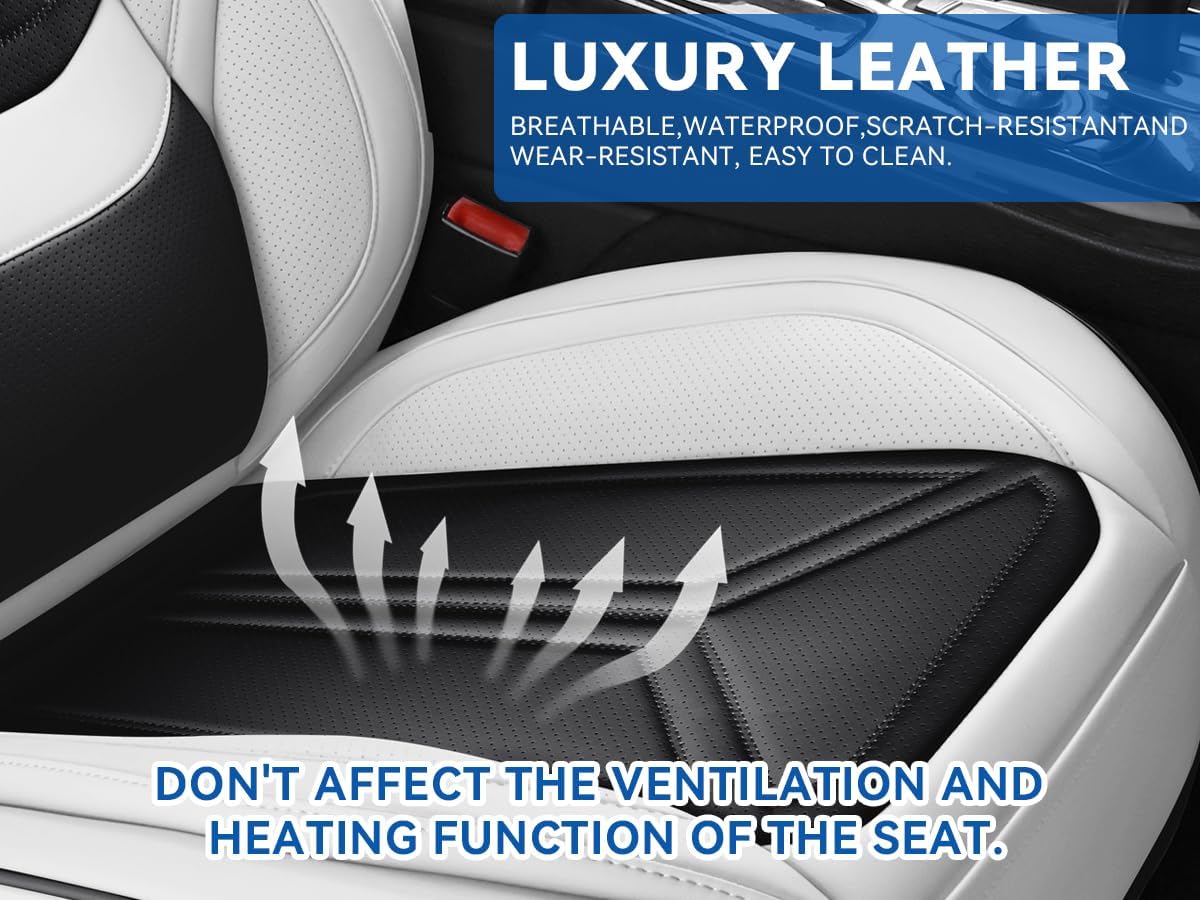 Black White Car Seat Covers Front Seat, Leather seat covers, Universal Fit