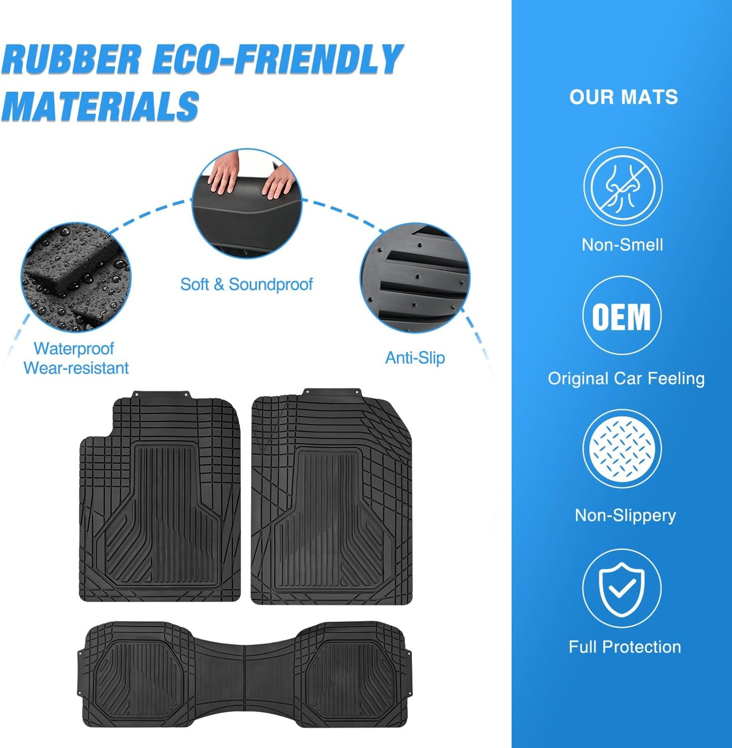 Nilight PVC Floor Mats for Cars Trucks SUVs, Universal Trim to fit for Most Vehicles, All Weather Protection Heavy Duty Floor Liners, Pack of 3