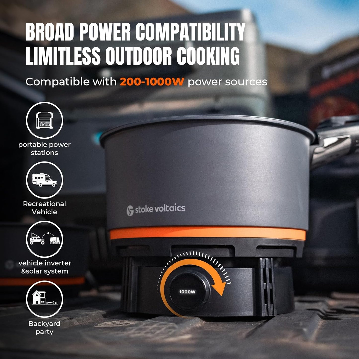 Electric Cooking Bundle, IncludeJoulle Kettle Pot with French Press & Nomad Cooking System, Multi-Functional Outdoor Cooking Gear for Travel, Electric Vehicles, Car Camping, Overland, Vanlife