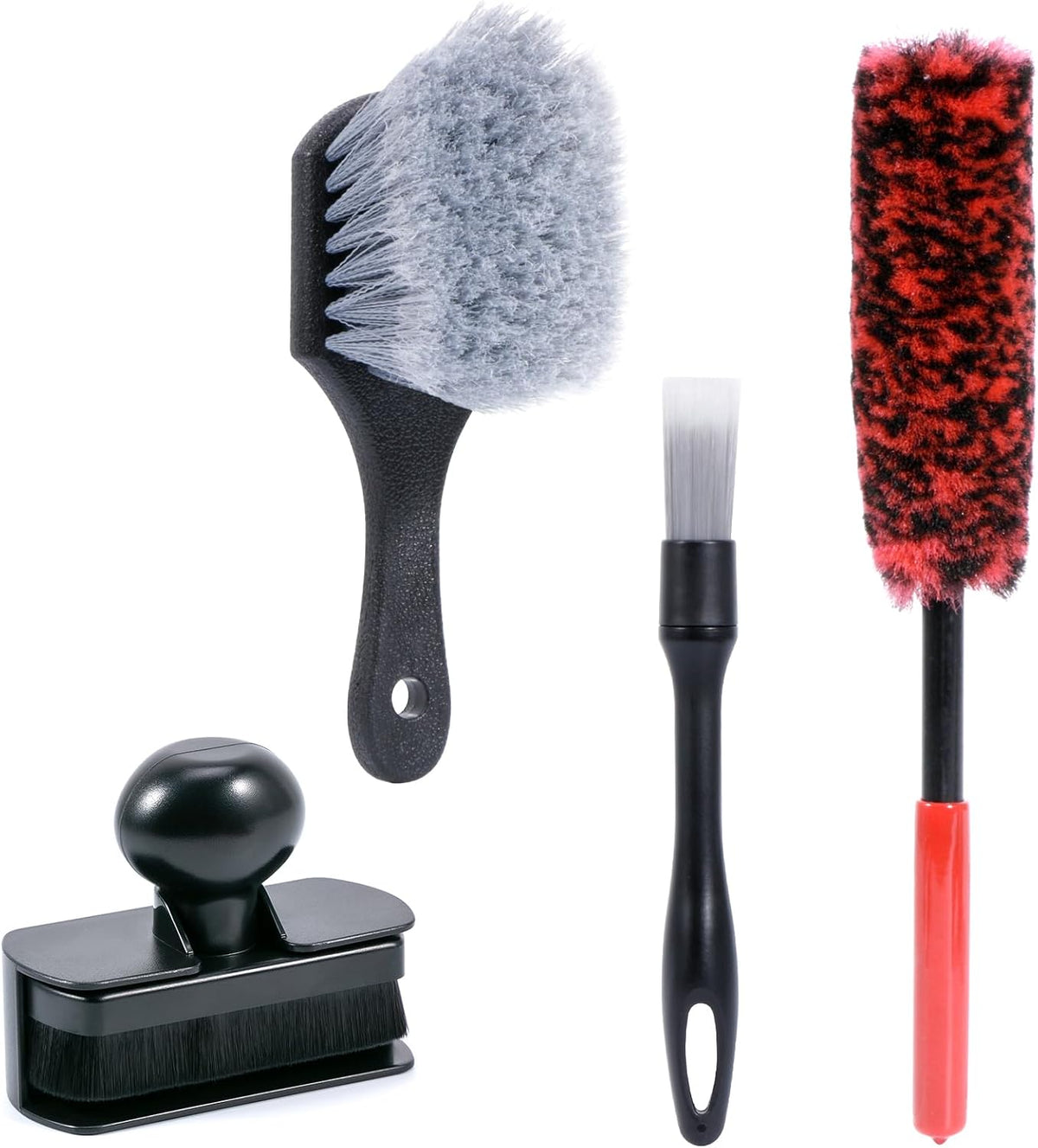 UNIMEIX Tire Shine Applicator Brush Kit Large Vegan Tire Shine Brush with Storage Stand for Vehicles Tire Shine Polish Wax and Car Interior Cleaning
