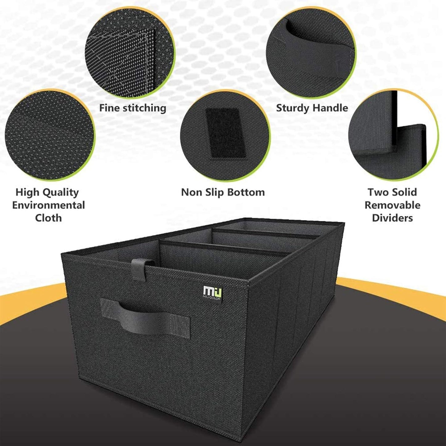 MIU COLOR Car Trunk Organizer for SUV,Expandable Large Capacity, Sturdy Cargo Trunk Storage Organizer, Non Slip Bottom, Black