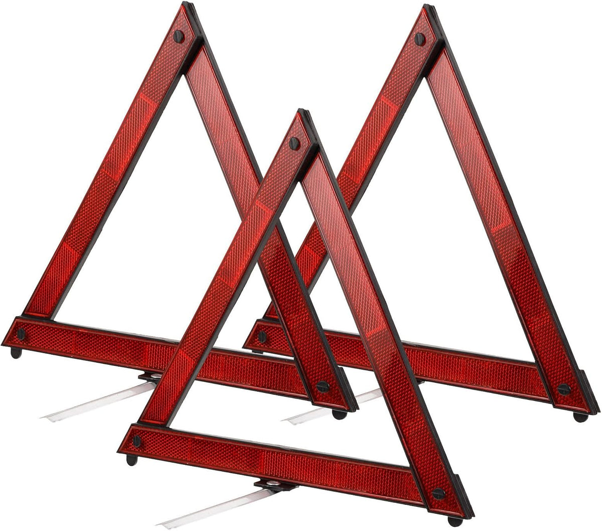 KALLORY 3pcs Reflective Road Markers Warning Triangles Made of Sturdy Abs Material with Compact and Reliable Placement for Traffic Safety and Road Parking Emergency Use