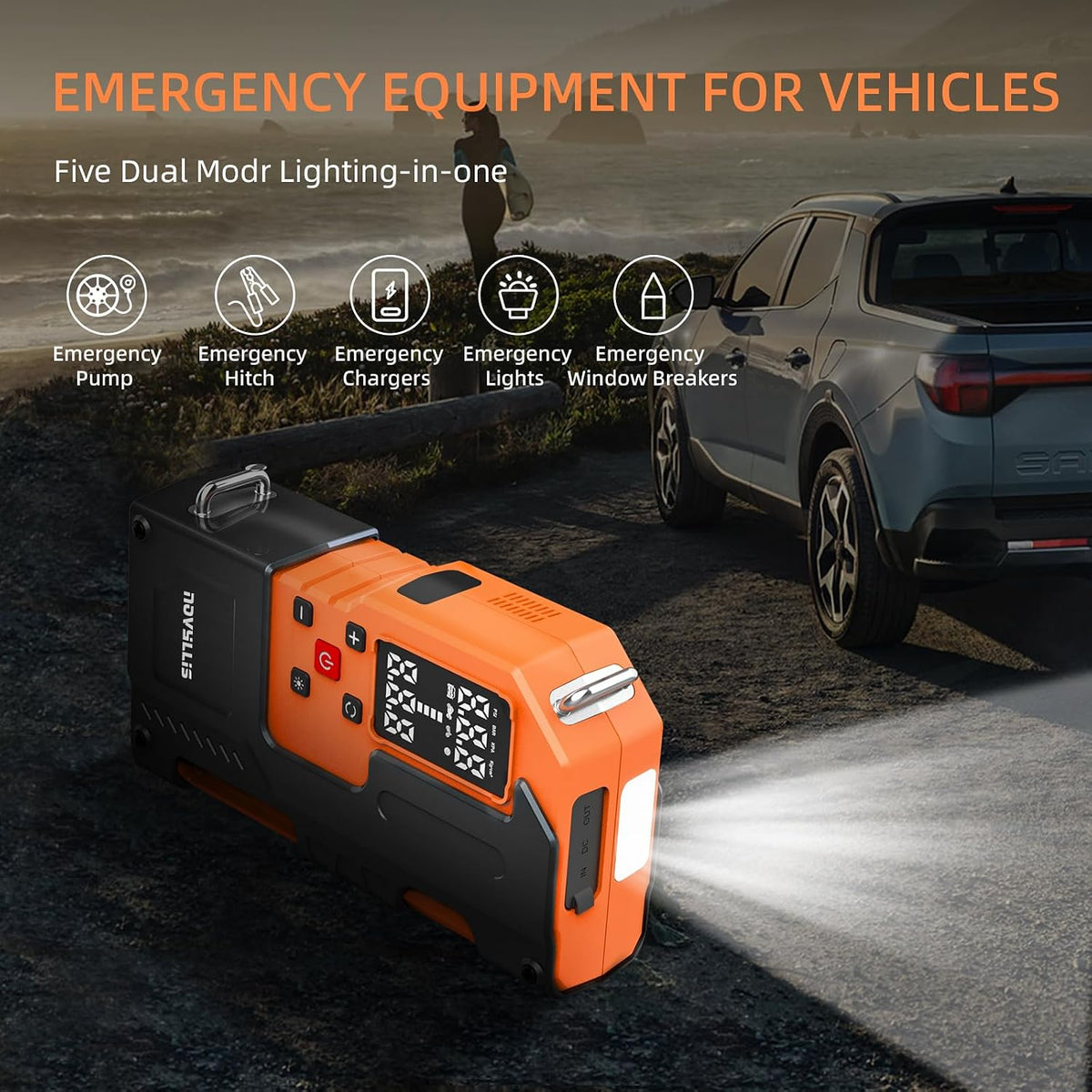 6000A 14.8V Car Battery Jump Starter with 150PSI Air Compressor