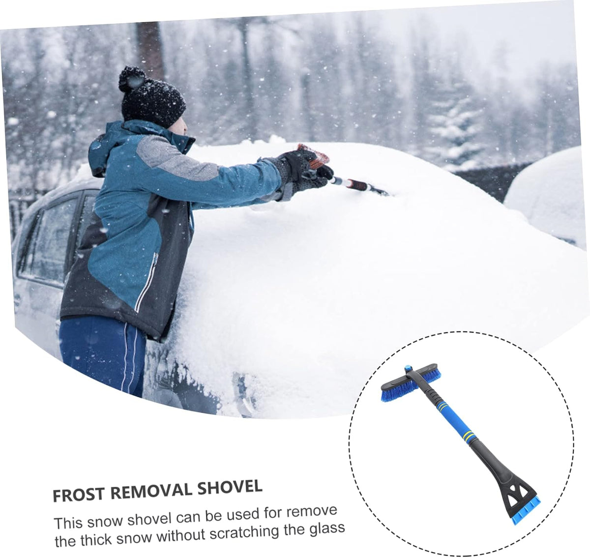 STOBAZA Portable Snow Shovel Multi Function Car Snow Brush Ice Scraper