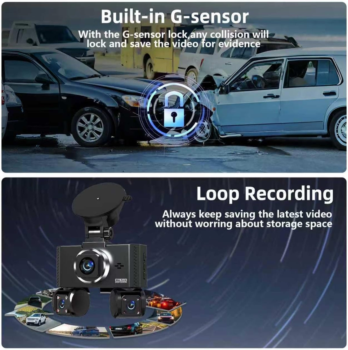 4 Channel Dash Cam Front and Rear Inside Left Right Car Dash Camera 360 View, 2.5K QHD Car Camera Supper Night Vision, 5G WiFi 3.16” IPS Touch Screen, G-Sensor,24H Parking Mode Free128G Card 256G Max