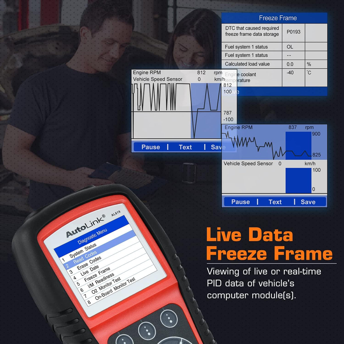 Autel AutoLink AL619 OBD2 Scanner, 2026 ABS SRS Warning Light Scan Tool