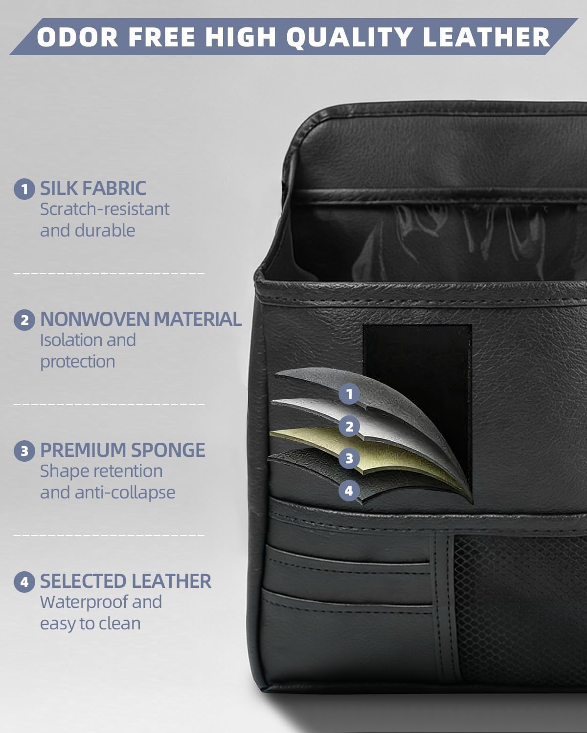 Leather Car Purse Holder Between Seats with Expandable Pocket