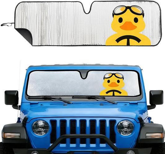 Windshield Sun Shade for Jeep Wrangler TJ JK JL & Gladiator JT 2/4 Door,Cute Duck Sun Shade,Sunshade for Jeep Wrangler Front Windshield Sun Visor
