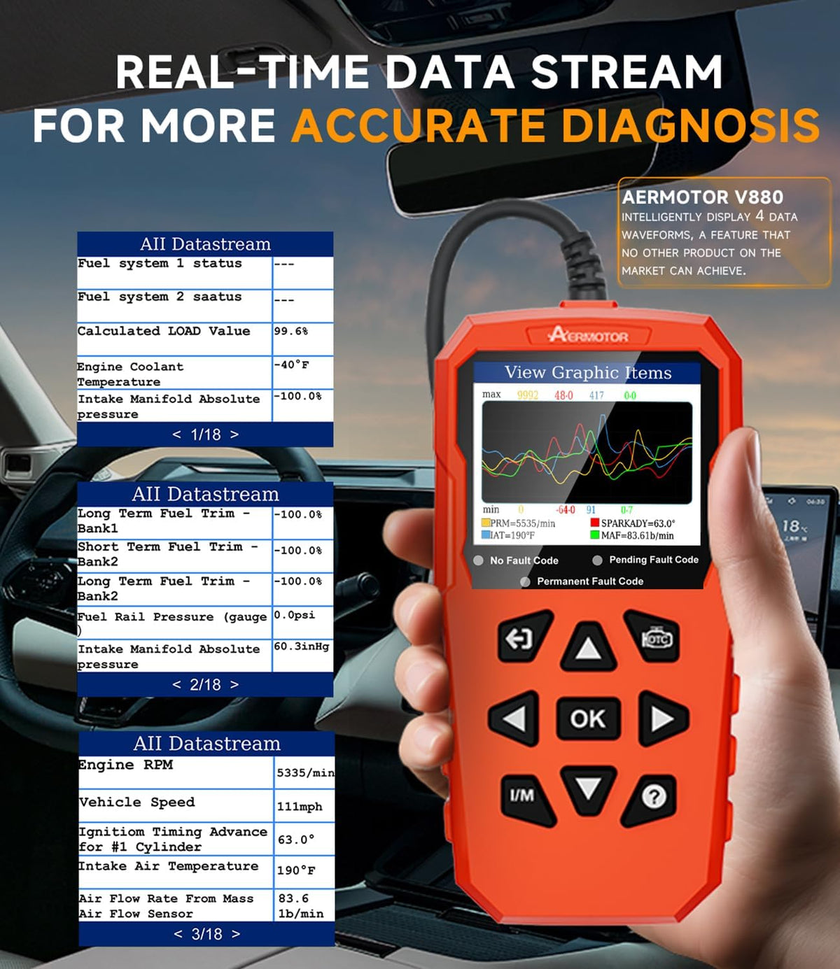 OBD2 Scanner,V880 Car Scanner Diagnostic Tool, Check Engine Code Reader