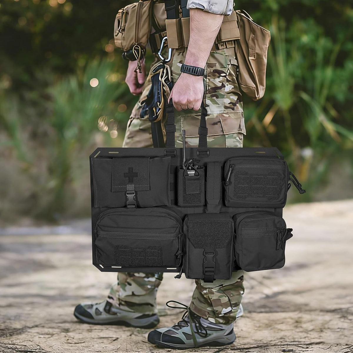 Molle Panels for Car Back Seat, Tactical Seat Back Organizer Covers for Vehicles Truck, Tactical Car Accessories Foldable for Universal Automotive (BK-Foldable)