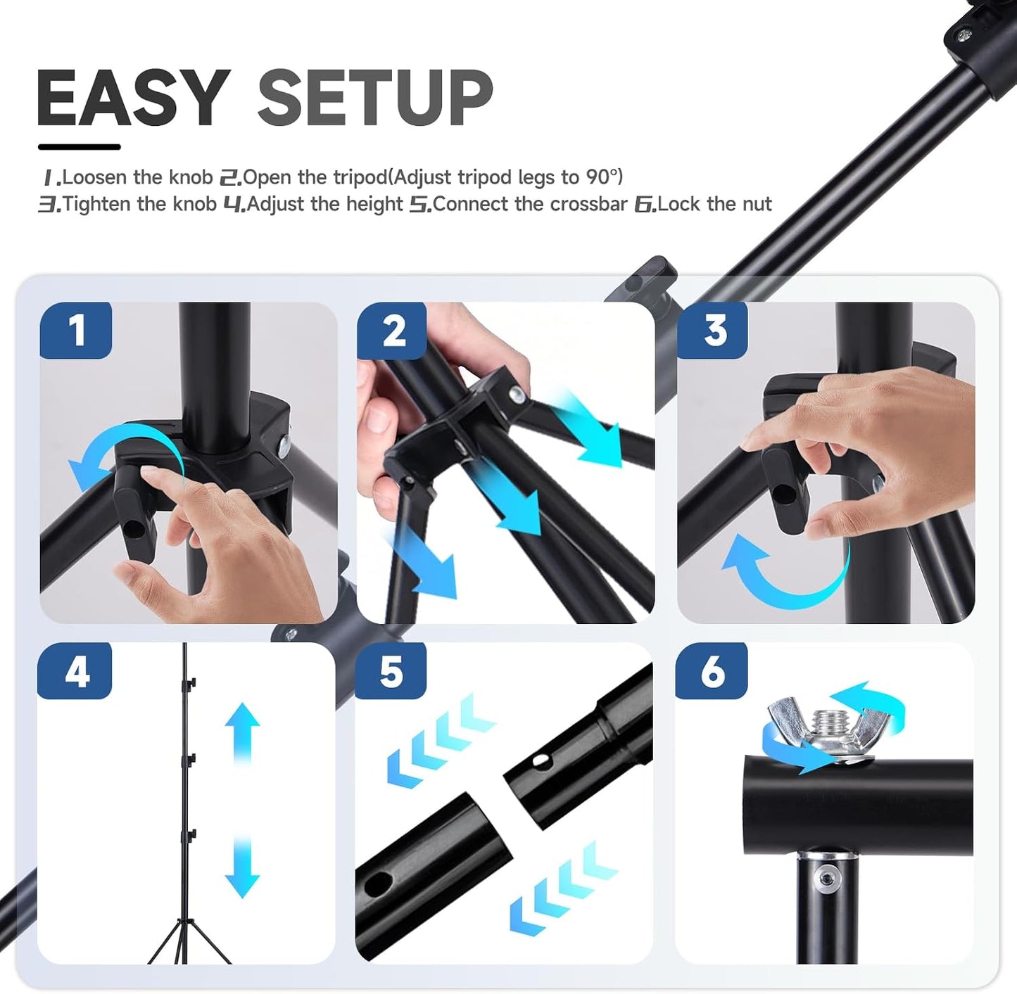 8x10ft Backdrop Stand Kit - Adjustable Photo Background Support System for Photography Studio, Wedding Party, Heavy Duty Aluminum Tripod with Carrying Case