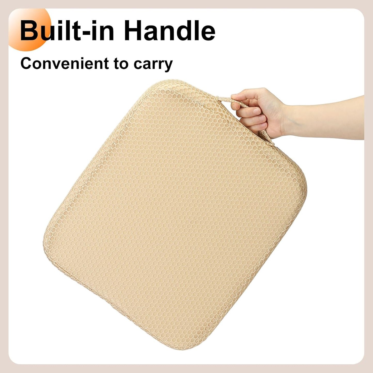 HARFINGTON Seat Cushion 2.36" Thick Comfort Memory Foam Office Chair Cushion with Non Slip Bottom for Car Seat Driver, Beige