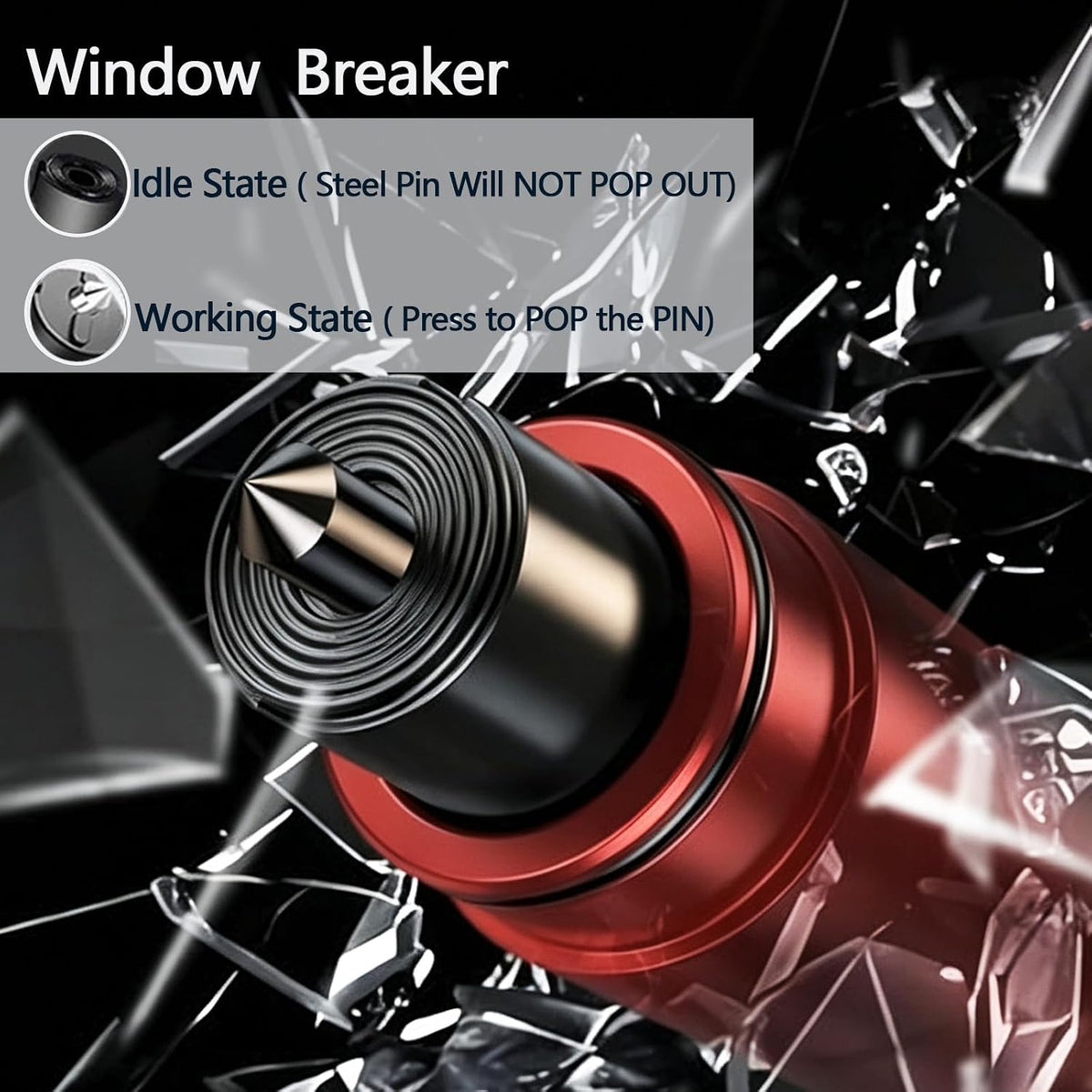 4 Pack Window Breaker Seatbelt Cutter,Upgraded Safety Hammer Glass Breaker Under Water,Emergency Car Window Breaker Tool for New Car