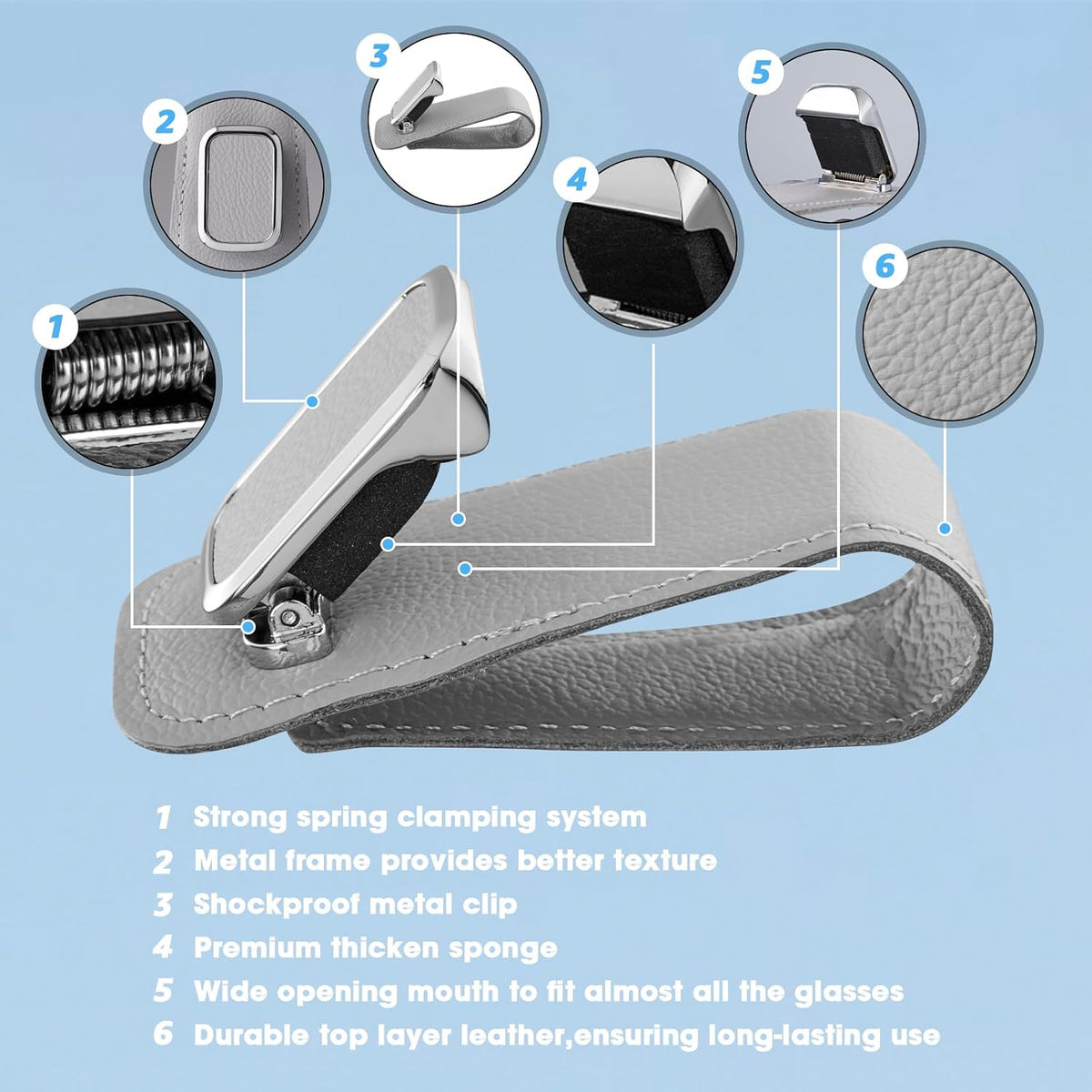 BMLEI Car Sunglasses Holder, Sun Visor Eyeglasses Clip, 2-Pack Gray