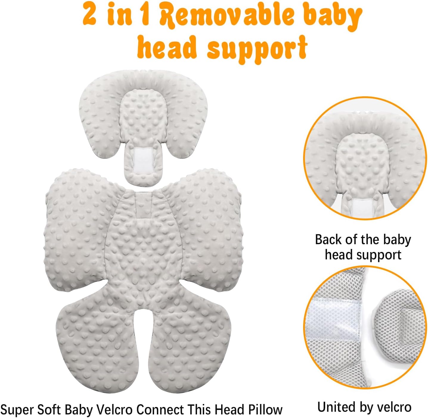 KAKIBLIN Infant Car Seat Insert, Carseat Head Insert & Body Support for Newborn, 2-in-1 Reversible Newborn Car Seat Cushion, Soft Stroller Insert for Car Seats, Bouncer, Strollers, Swing