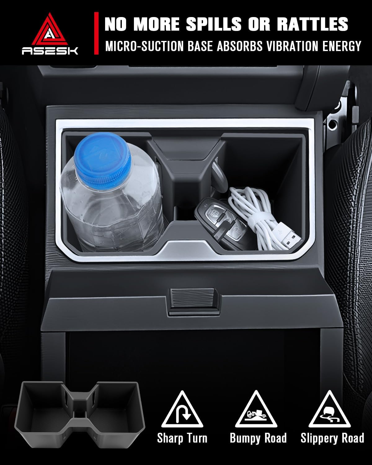 for 2025~2026 Toyota 4runner - 6th Gen 4Runner 2Pcs Center Console Armrest Organizer Tray ABS Materials& Silicone Cup Holder Insert
