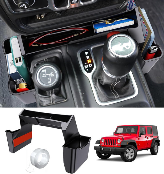 Eamplest Gear Shift Center Console Side Tray Organizer for Jeep Wrangler JL JLU 4XE 2026 2025 2024 2023 2022 2021 2020 2019 2018 & Gladiator JT 2020-2026 Storage Accessories Shifter Storage Box