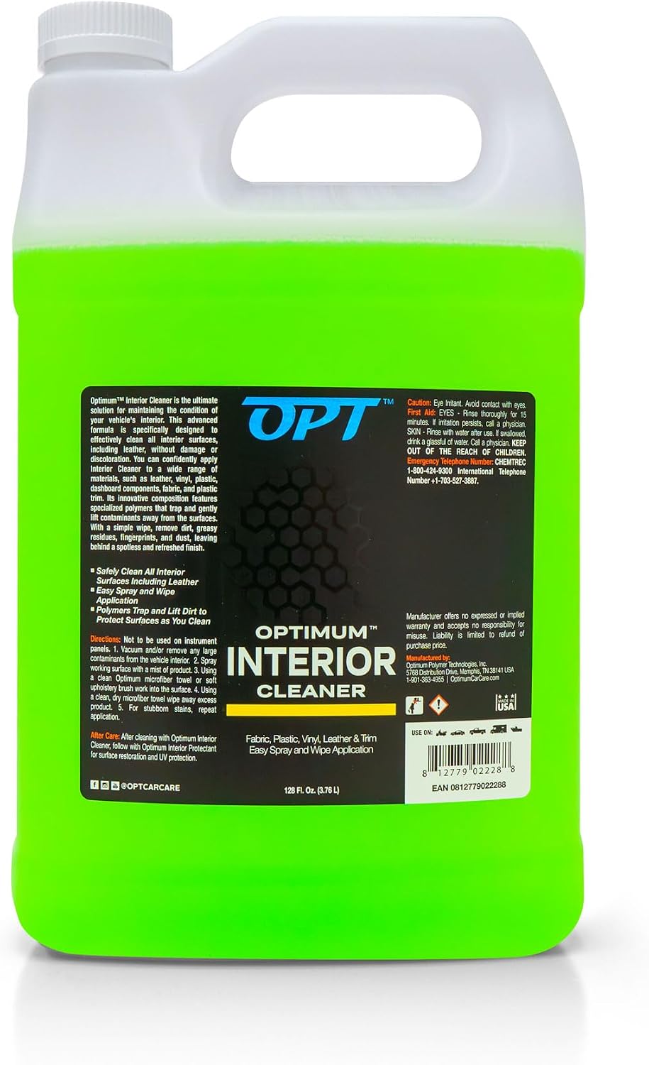Optimum Interior Cleaner - Car Interior Cleaning and Detailing Spray - Safe on Leather, Upholstery, Interior Trim, Dash, and Plastic (17 oz)