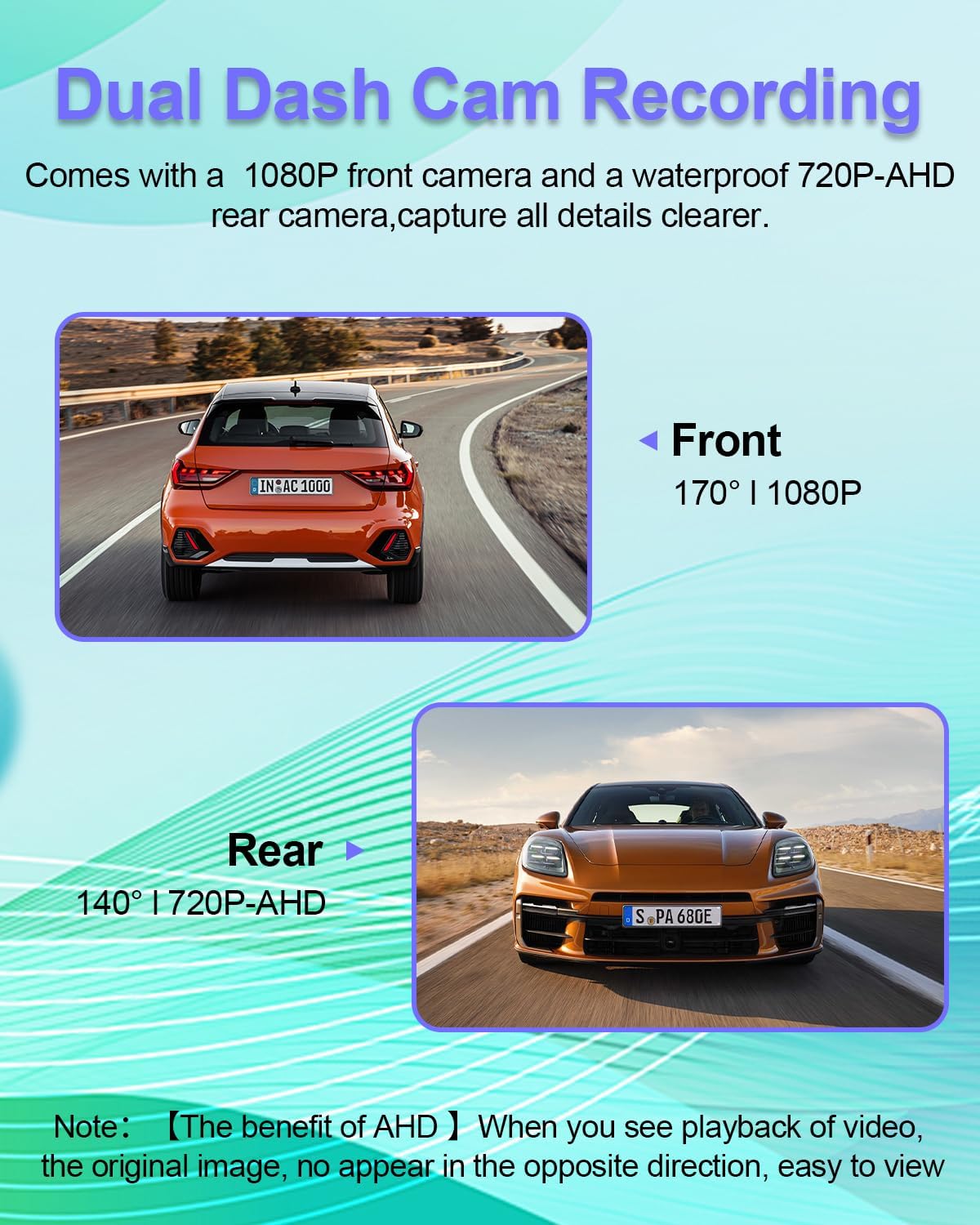 Dash Cam Front and Rear, 1080P Car Camera W/ 32GB Card