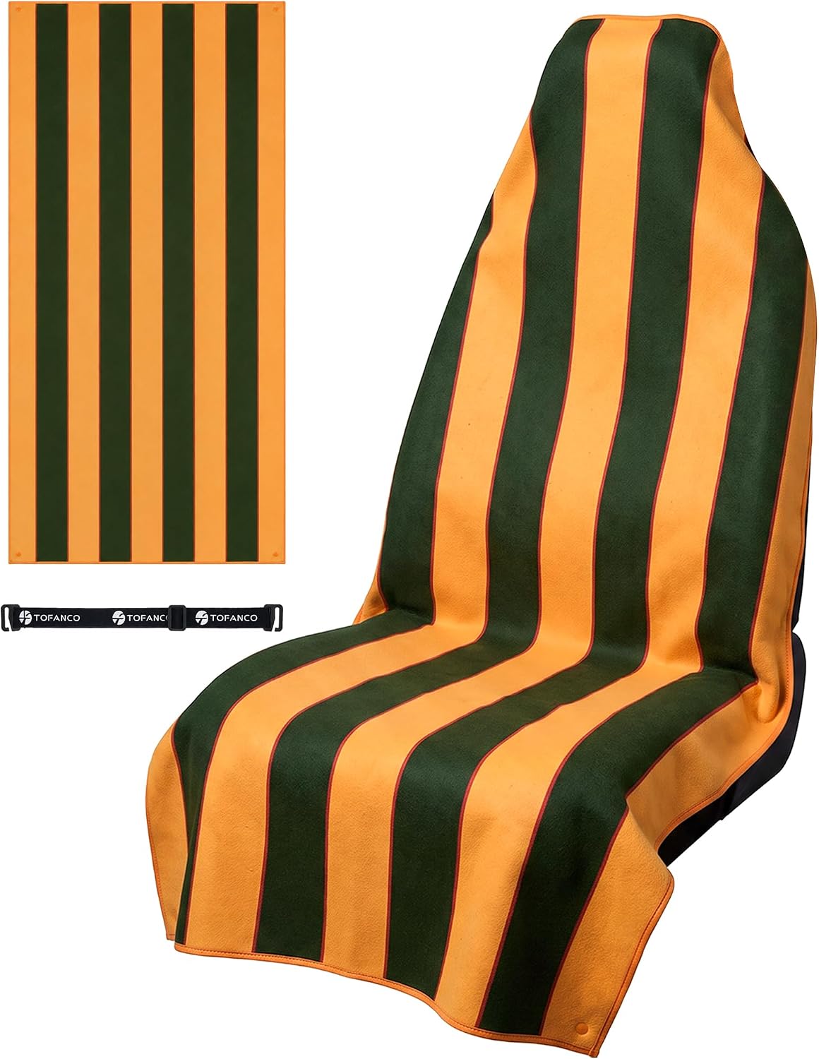 Car Seat Cover Towel for Front Seats Non-Slip with Headrest Pocket & Strap