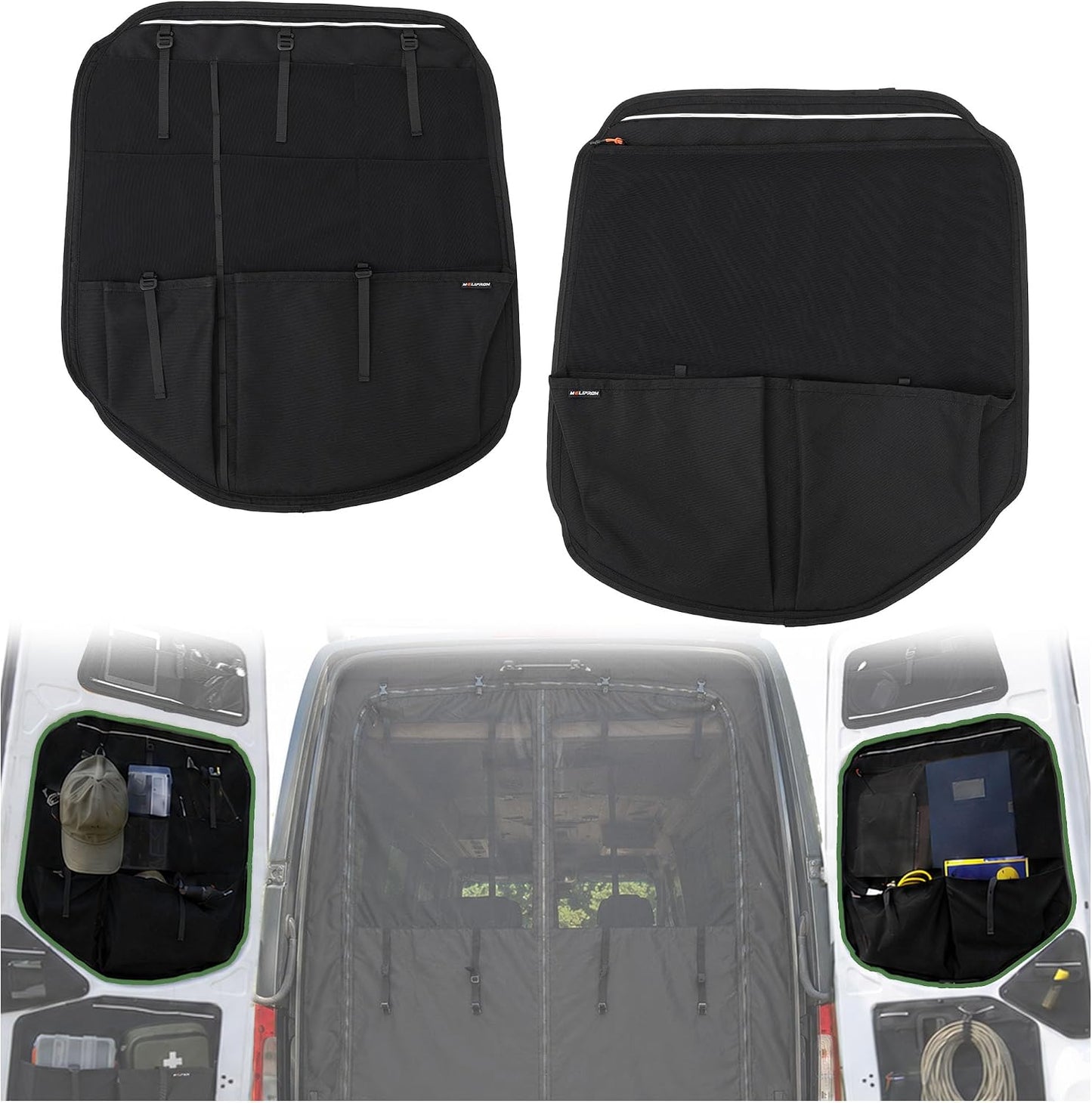 MELIPRON Rear Door MIDDLE Storage Panels Fit for Mercedes Sprinter | VS30 High/Mid Roof 2019-2026, Pair of Modular Bags, Extra Storage Capacity, Space-Saving Design, Ideal for Van Organization
