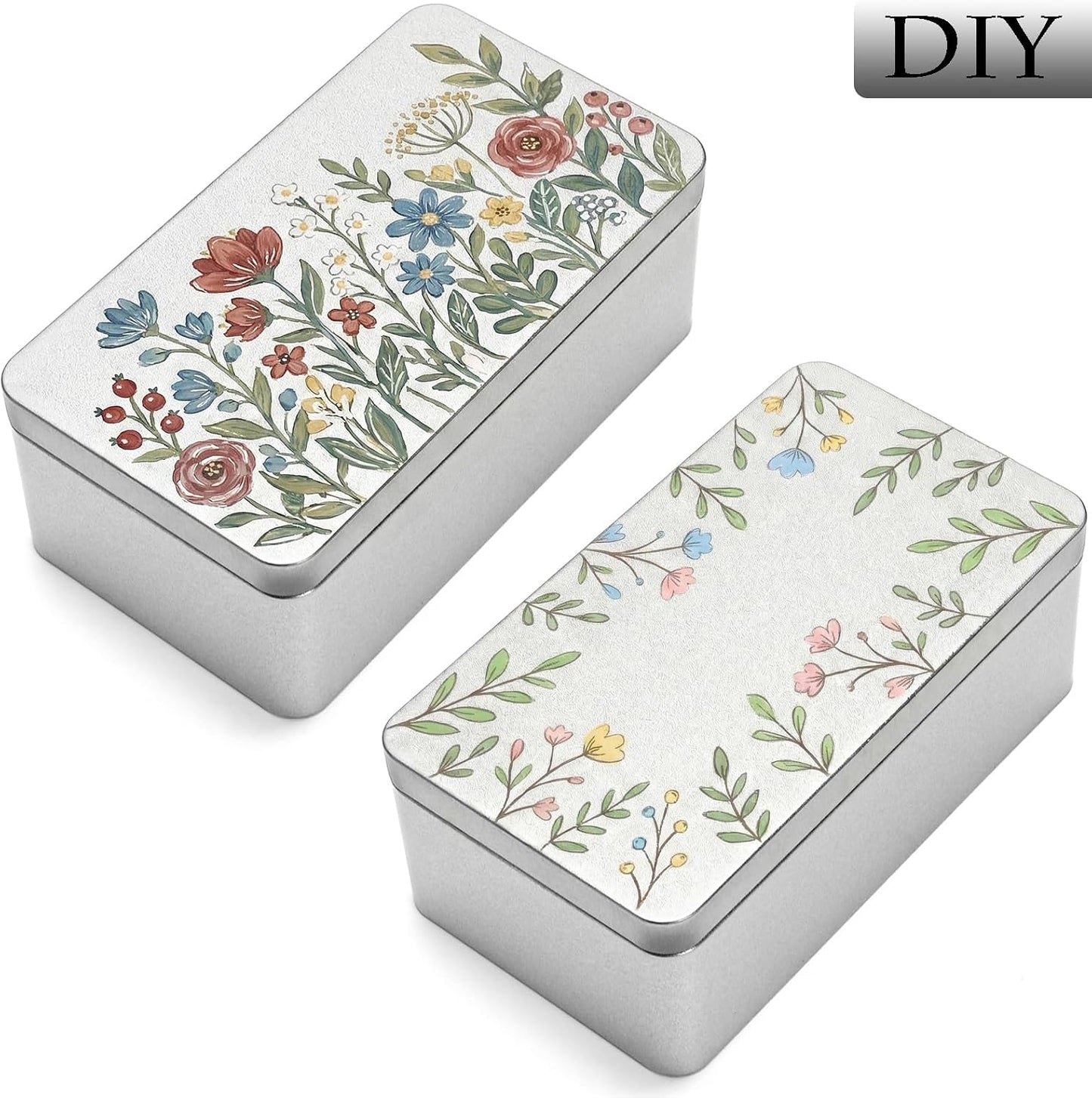 Okllen 8 Pack Silver Rectangular Tin Box, 7 x 3.9 x 2.4 inch Empty Metal Tin Containers with Lids, for Jewelry, Car Keys, Candy, Crafts, Gift &amp; Home Storage