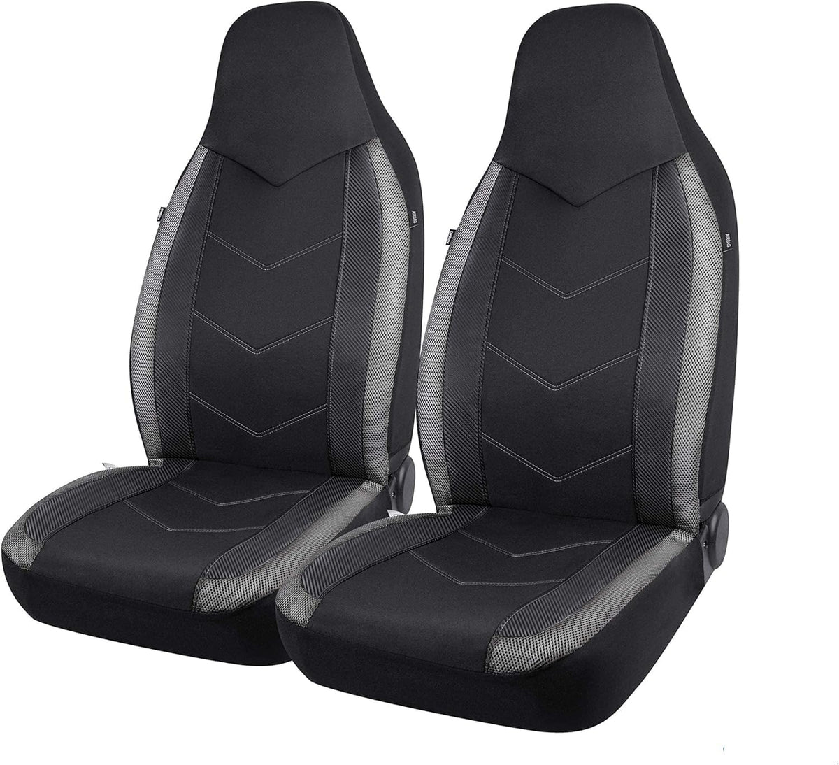 PIC AUTO Car Seat Covers - High Back Front Seat Covers, Sports Carbon Fiber Mesh Design, Universal Fit, Airbag Compatible (Gray)