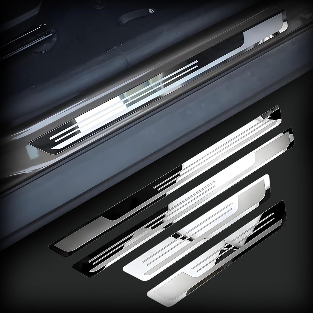 4Pcs Car Door Sill Protector Guards for Lincoln Aviator 2020-2025, Automotive Scuff Plate Stainless Steel Entry Step Guard Interior Accessorie