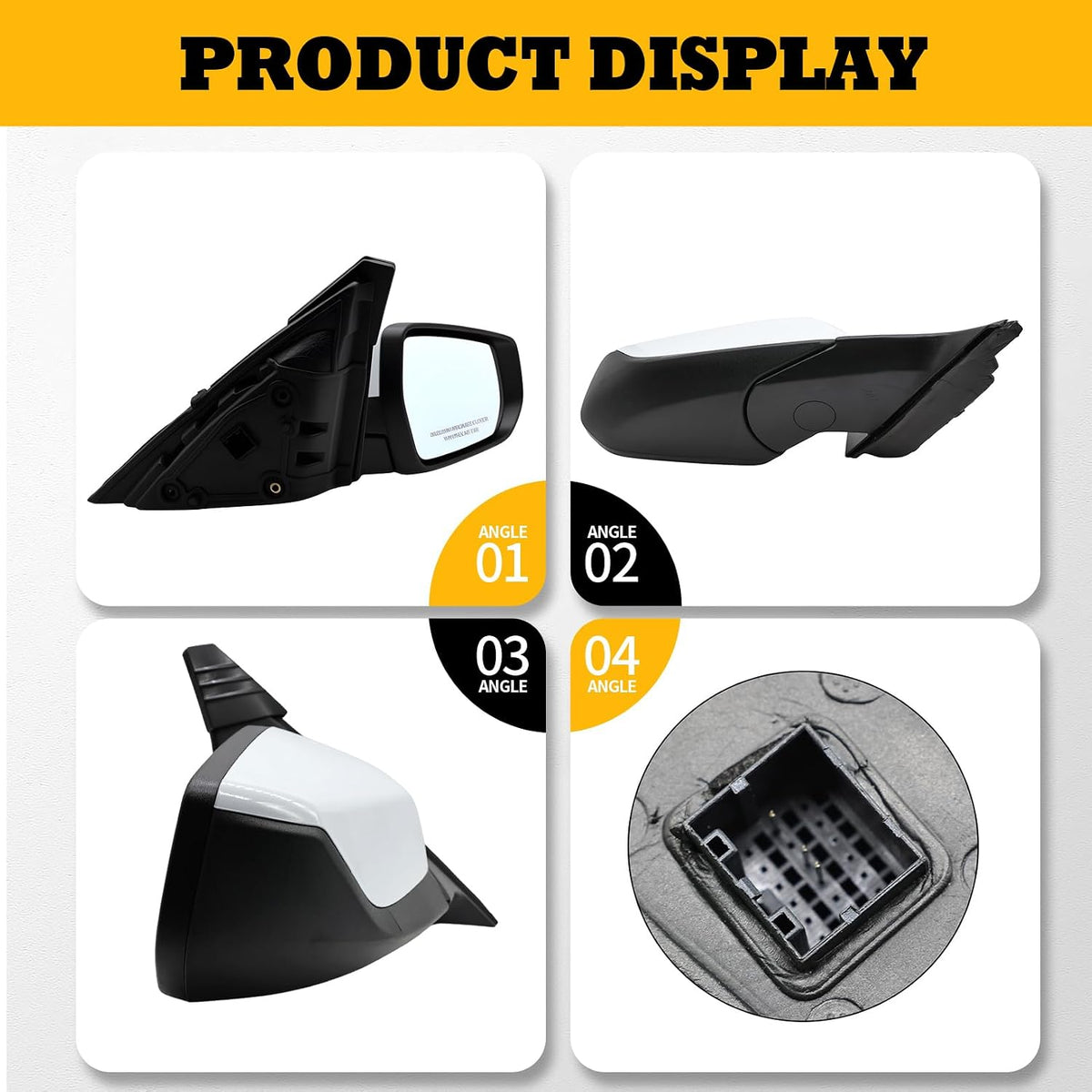 White Right Side Mirror 3 Pins Compatible with 2016-2021 Malibu