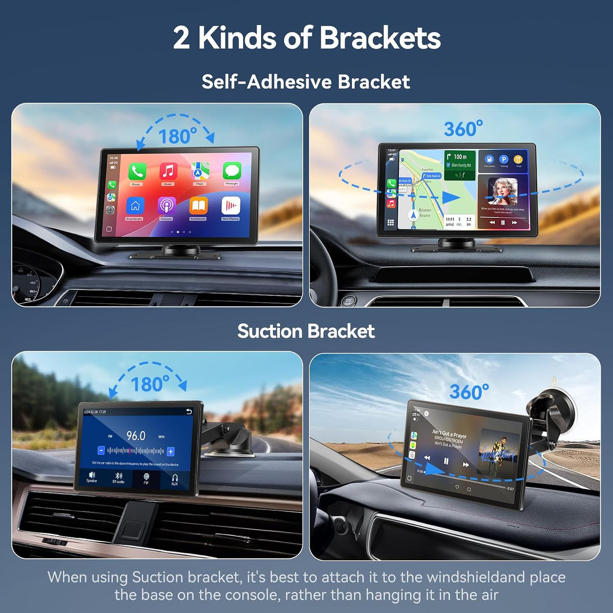 8.9" Wireless Carplay Screen for Apple CarPlay&Android Auto,4K Dash Camera