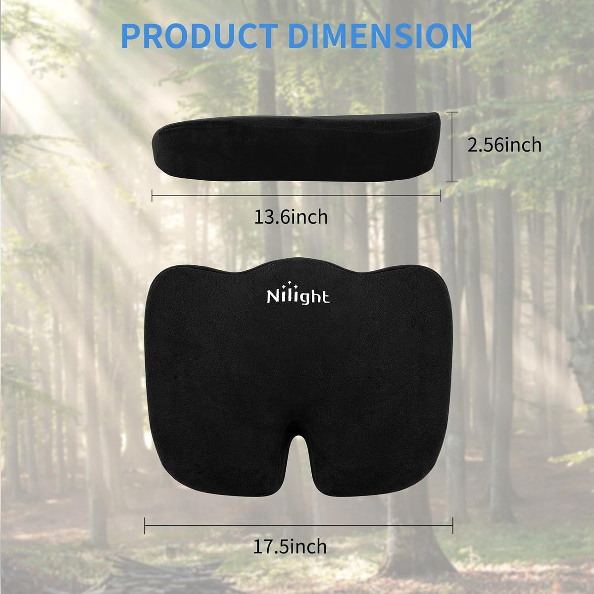 Nilight Car Seat Cushion 1PC Black Universal Gel Memory Foam Seat Pad