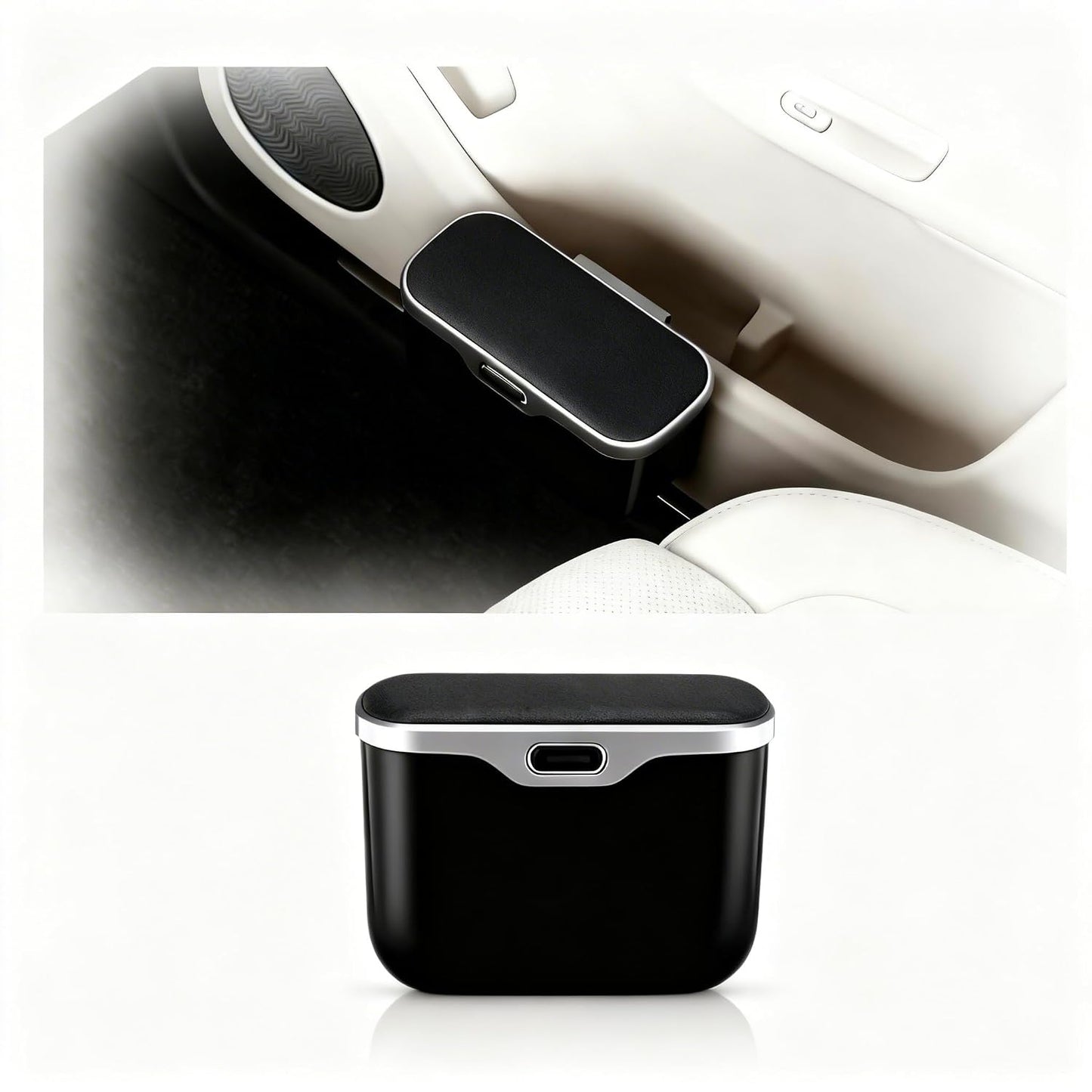 Car Trash Can with Lid - Leakproof Mini Garbage Bin for Door or Seatback,Premium ABS Auto Organizer,Space-Saving Car Garbage Can for Commuters,Families and Pet Owners,Fit for SUV,Sedan,Truck (Black)