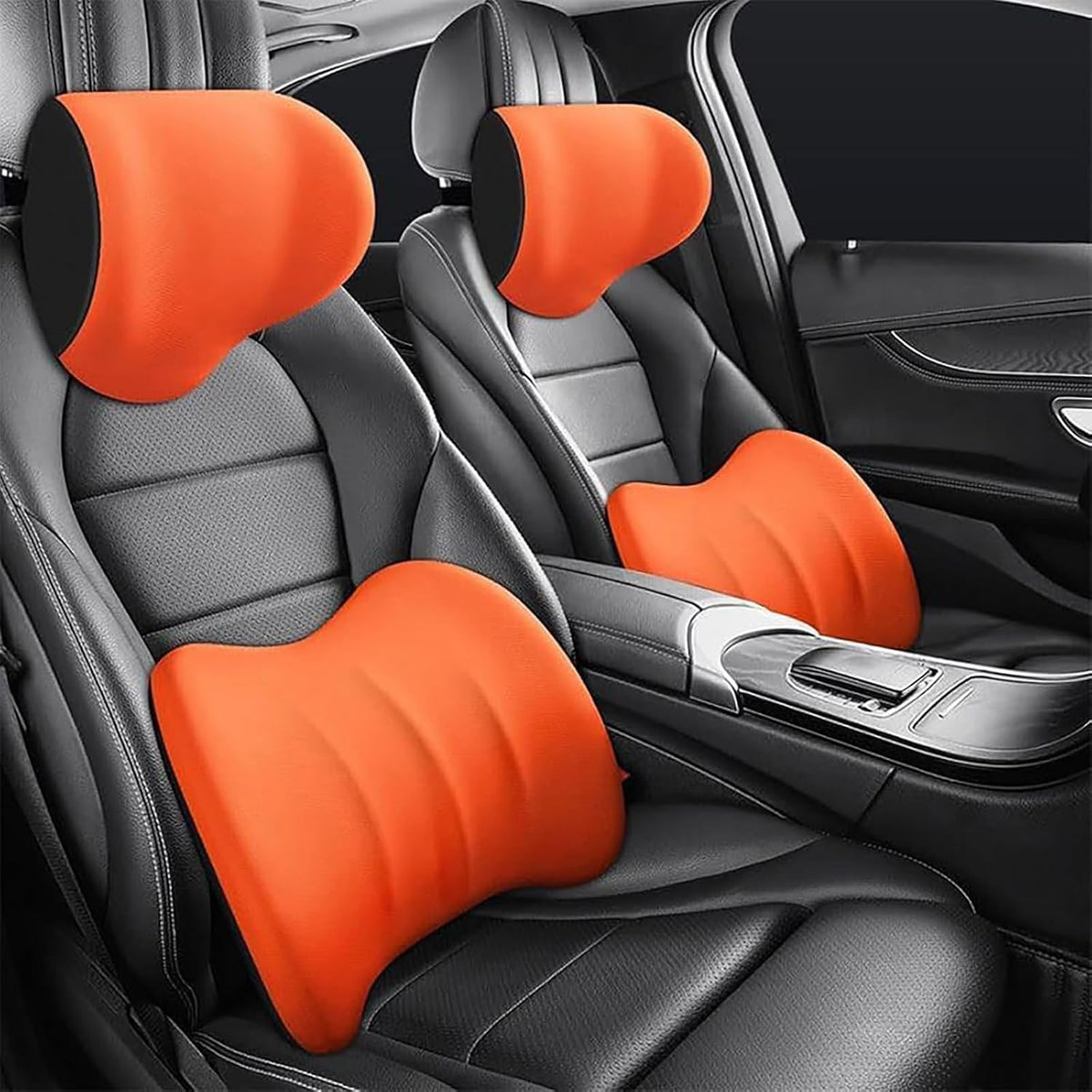 Car Headrest & Lumbar Support Cushion for Honda CRV 2023 2024 2025, Ergonomic Car Seat Headrest Memory Foam Neck and Back Pillow Kit Breathable Removable for Driving Fatigue Relief,C/Blue