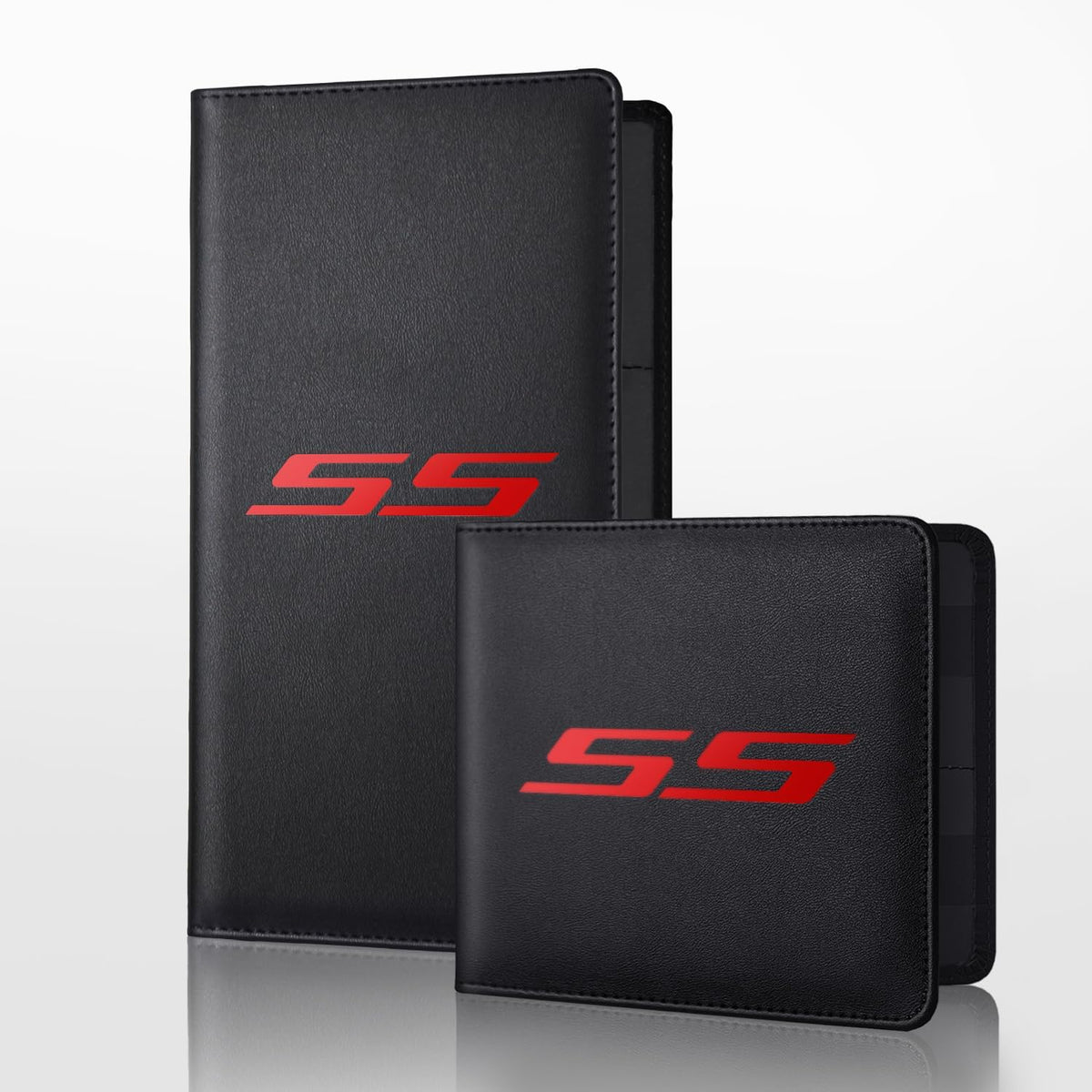 Leather Car Registration and Insurance Cards Holder Compatible with Chevy Camaro SS, Vehicle Glove Box Car Organizer with Magnetic Shut, Documents License for Camaro SS Owners