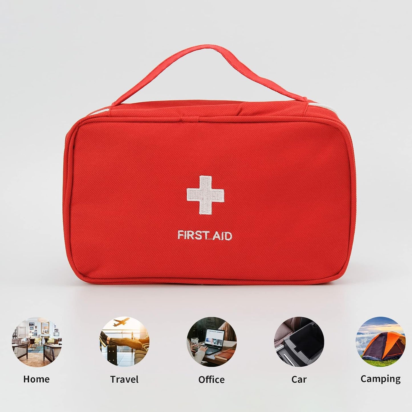 TOPASION Portable Empty First Aid Kit Bag, Travel Medicine Pouch, Small Medical Bag (2 Pieces Red)
