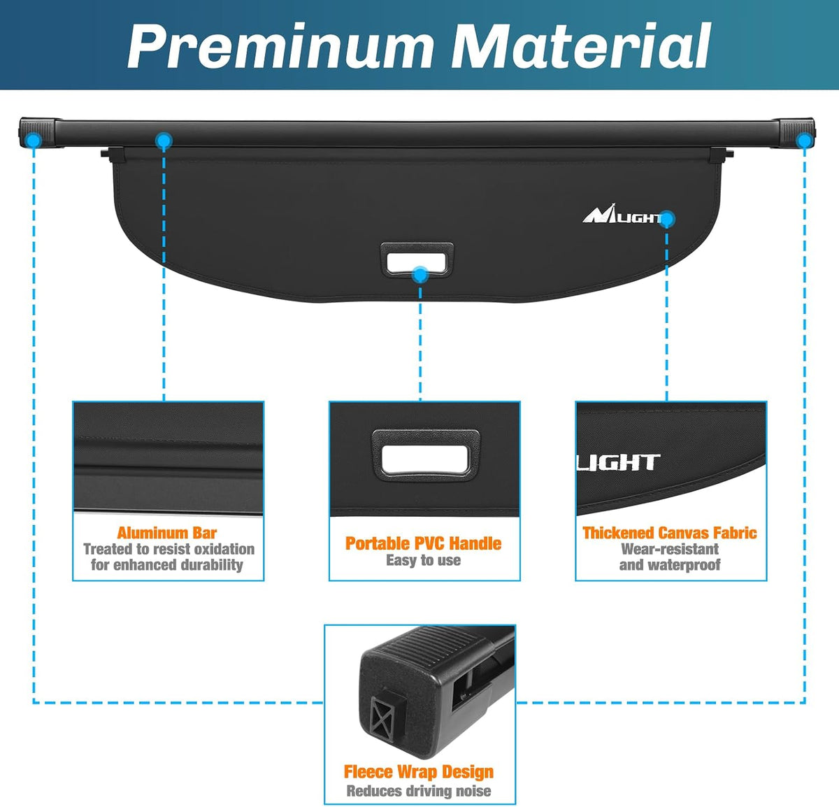 Nilight Trunk Cargo Cover for Jeep Cherokee 2019-2023