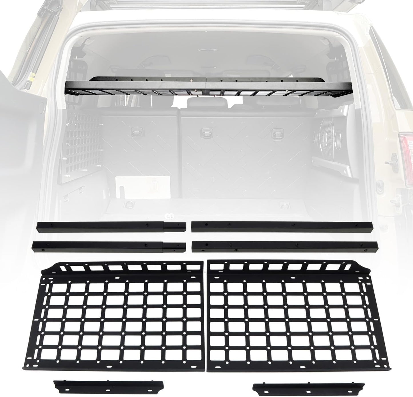 HIGH FLYING for Toyota FJ Cruiser (XJ10) 2007-2014 Car Accessories Modular Storage Molle Panel System Trunk Shelf Interior Luggage Carrier Rack Trunk Organizer (Whole Kit)