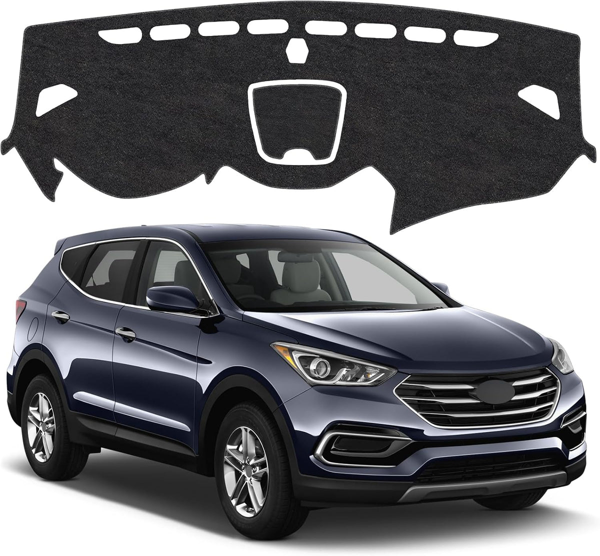 Dash Cover Mat Compatible with Hyundai Santa Fe 2013-2018 Non-Slip Dashboard Cover Mat Sunshade UV Rays Protector Interior Accessories