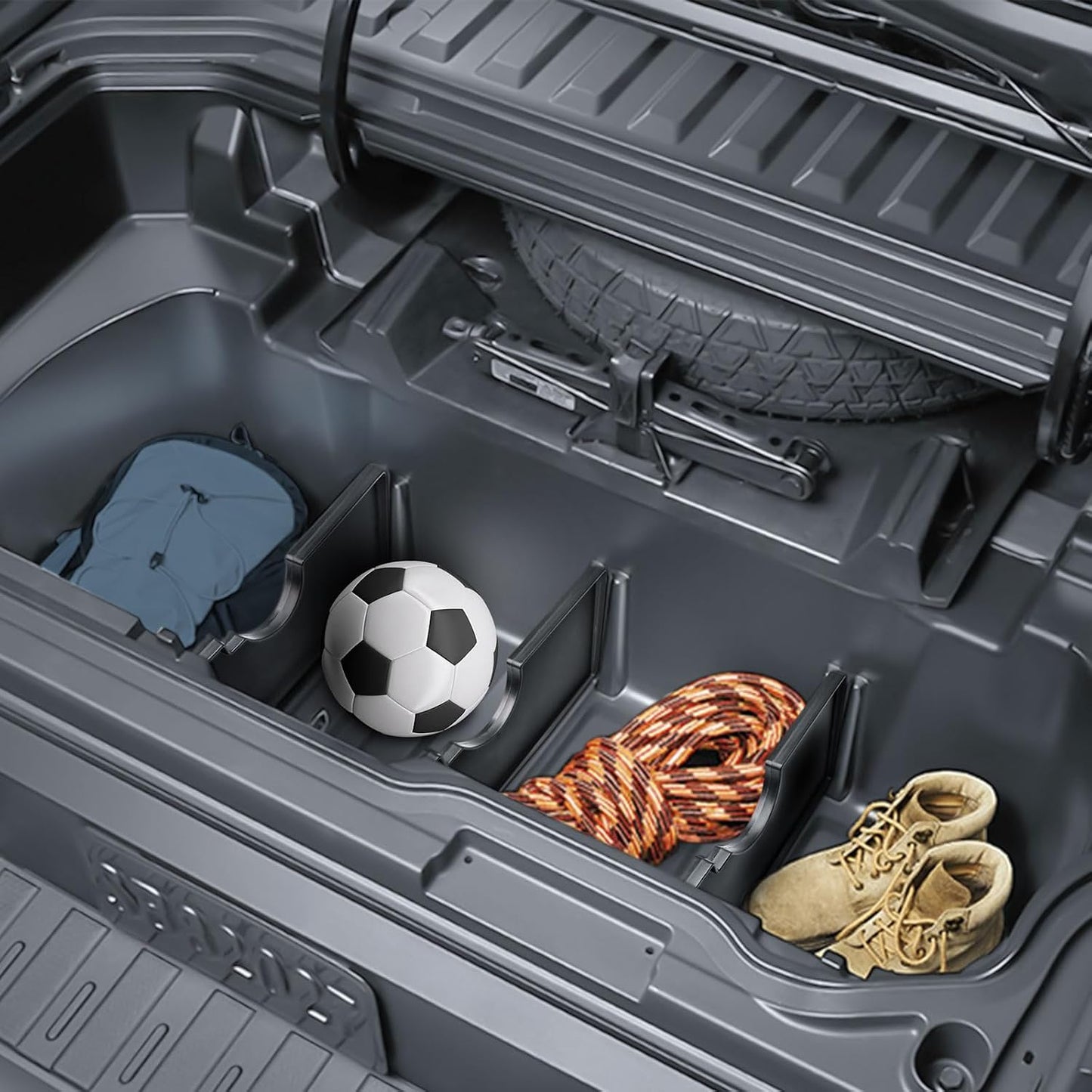 HGWEI Trunk In-Bed Dividers Compatible with 2017-2026 Honda Ridgeline Accessories Trunk Cargo Organizer Tailgate Rear Insert Compartment Tray (3Pcs)