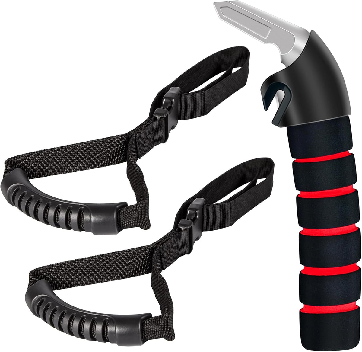 KOUNATSURI Car Handle Assist for Elderly Car Door Handle Multifunction Handle Car Door Latch Handle for Seniors and Handicapped(Red, Handle with Two Straps)