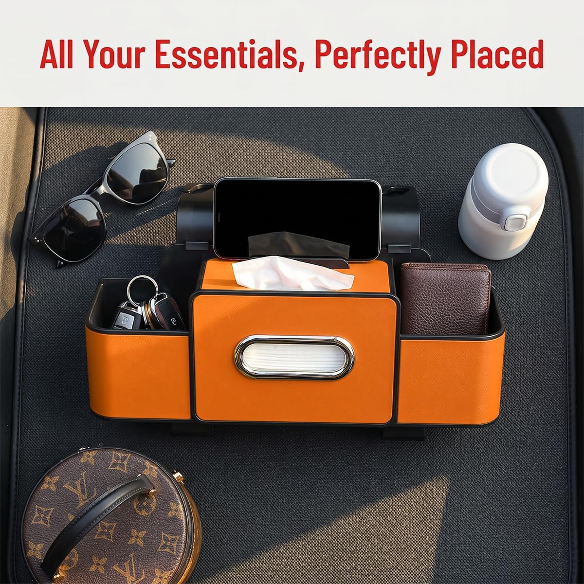 4-in-1 Car Backseat Organizer, Orange