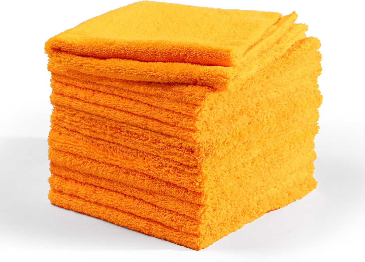 Suds Lab Premium 400 GSM Microfiber Towels, Edgeless, 16"x16", 12-Pack