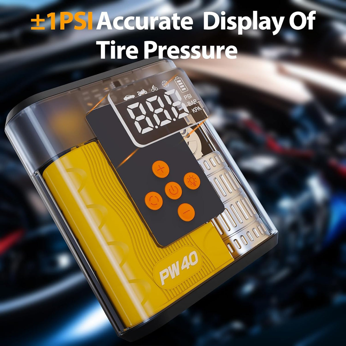 Jump Starter with Air Compressor, 4000A Peak Car Battery Charger, 200 PSI Tire Inflator, Heavy Duty Power Pack for Up to 9.0L Gas, 8.0L Diesel Engines, LED Light, USB Ports, Emergency Road Kit