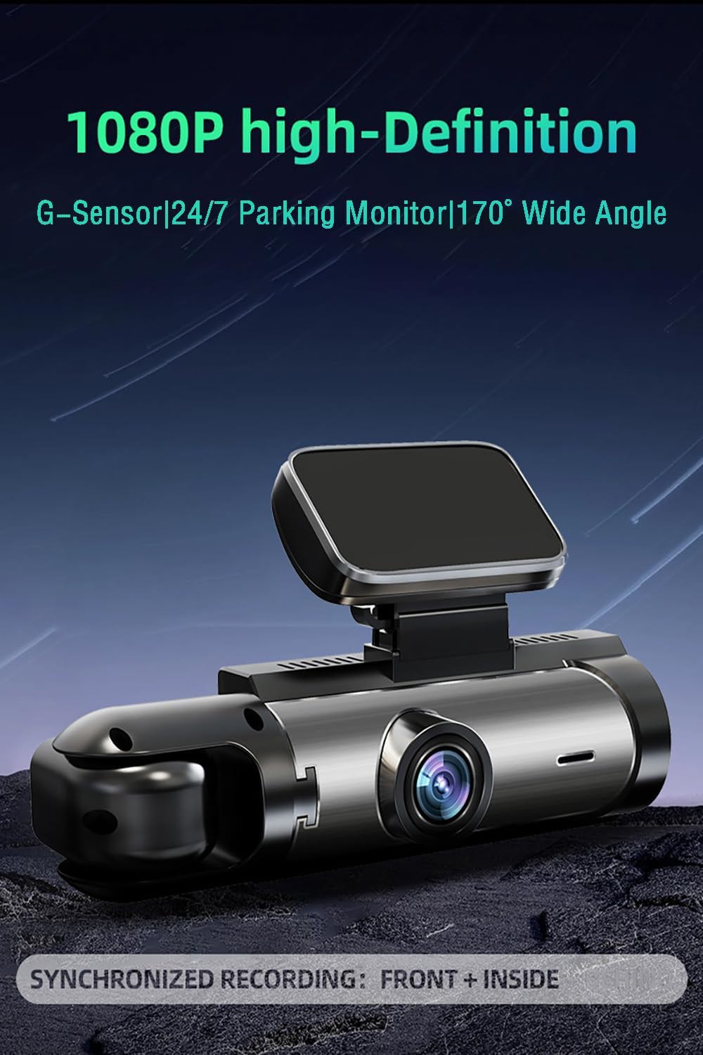 Dual Dash Cam Front and Rear with 64GB Card, 1080P HD IR Night Vision Dash Camera for Cars, G-Sensor Car Dashcam Cameras, 3.16”IPS Screen, 24/7 Parking Monitor, Loop Recording, 170° Wide Angle