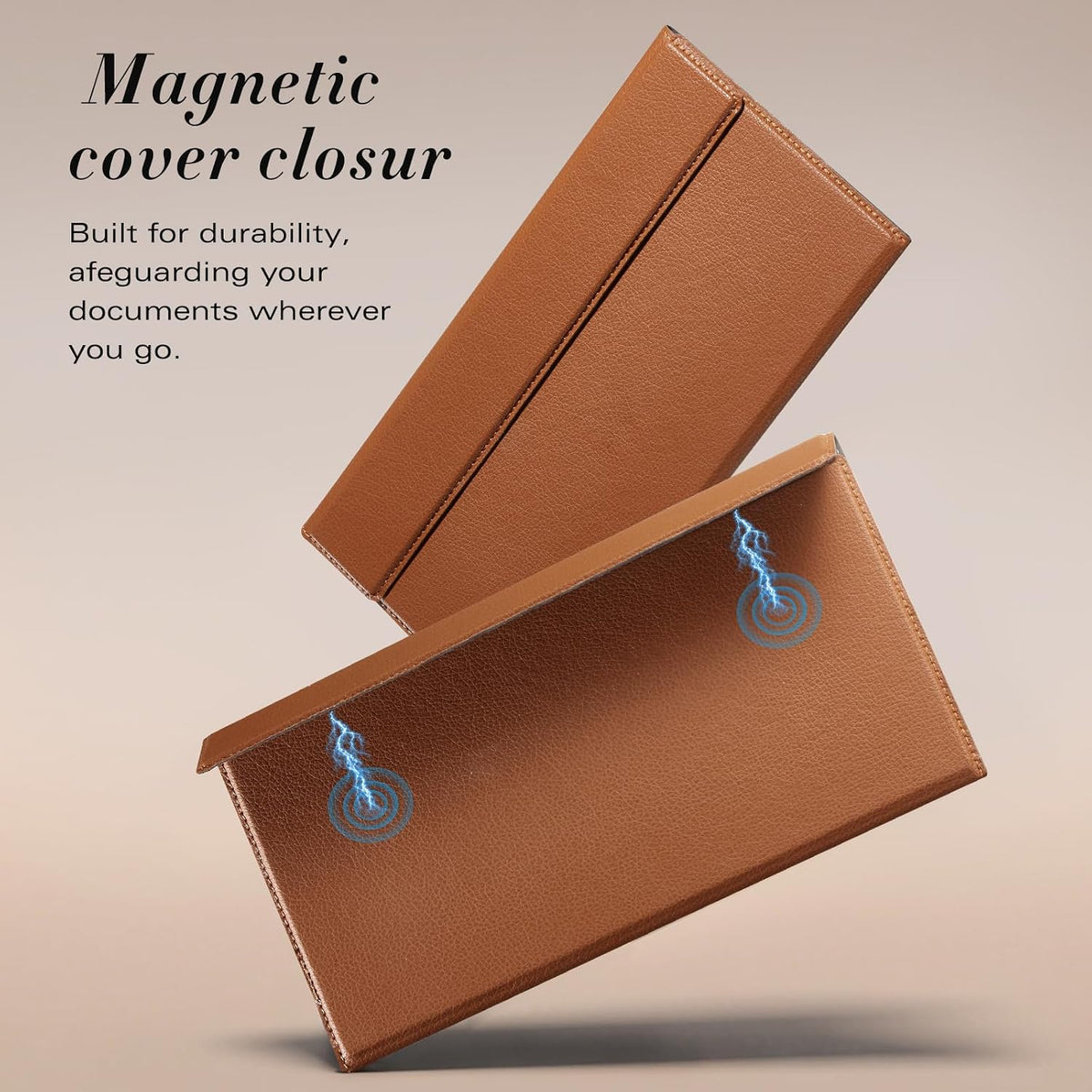 CoBak Leather Car Registration and Insurance Holder with Magnetic Compartment - Vehicle Glove Box Organizer for Driver License, Cards, Emergency Cash - Auto Truck Accessories Case, Lychee Brown