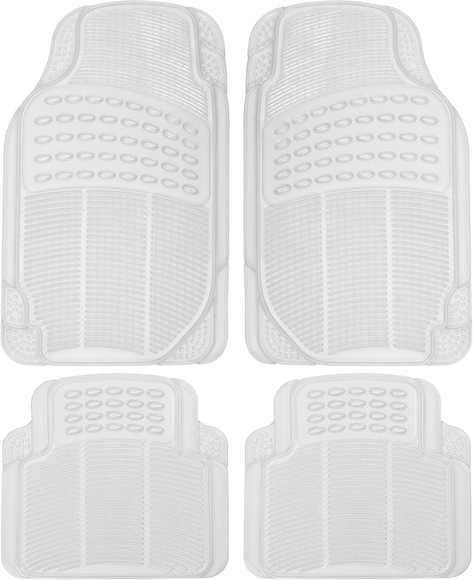 BDK 4-Piece Rubber Transparent Clear Floor Mats Heavy Duty for Front & Rear Car Truck Van SUV, All Weather Protection, Universal Fit