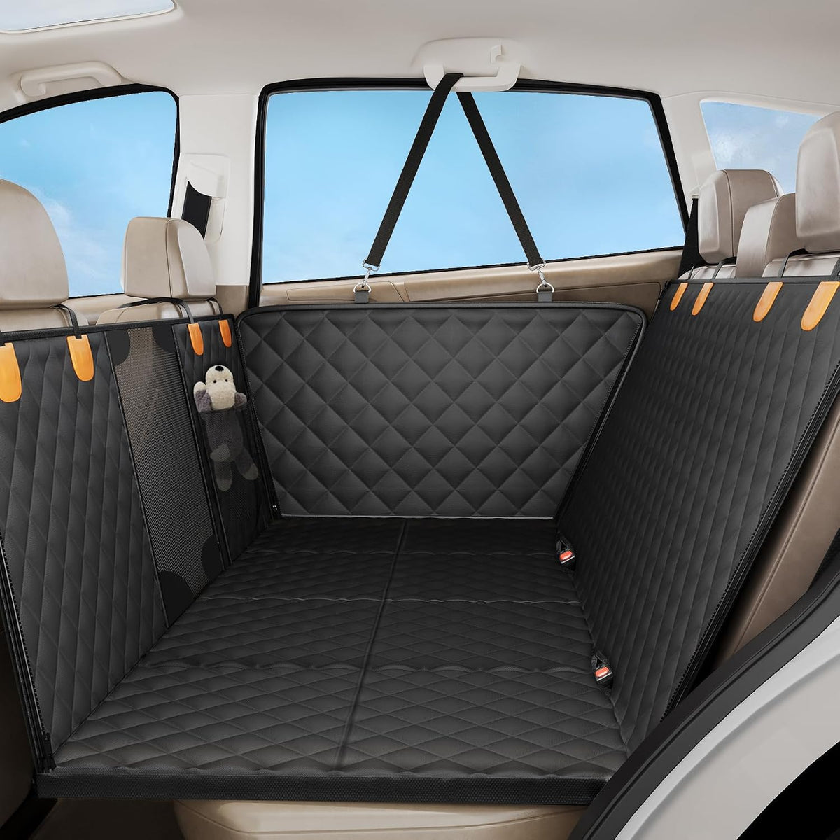 Dog Car Seat Cover for Back Seat, Hard Bottom Back Seat Extender