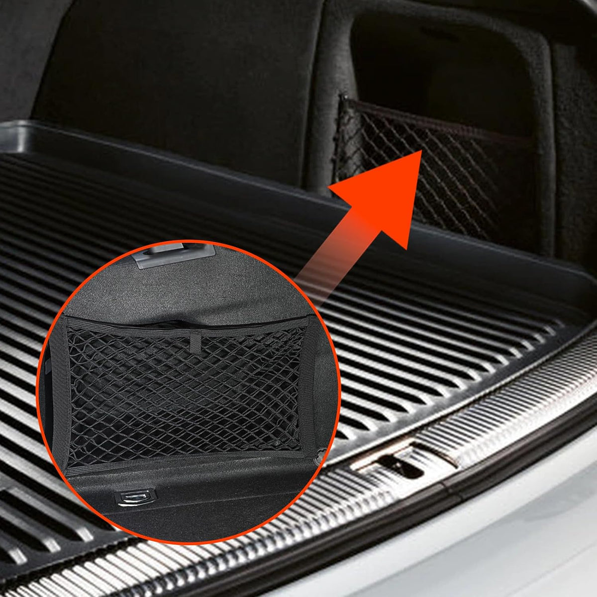 Small Cargo Net Pocket, 2-Pack Elastic Mesh Storage Organizer for Car, Trunk, RV, Boat, and Home, Mesh Pouch with Hooks & Screws (17.7” x 9.8”)