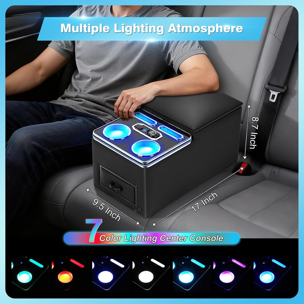 Center Console Universal for Trucks, Minivans, and SUVs with Chairging